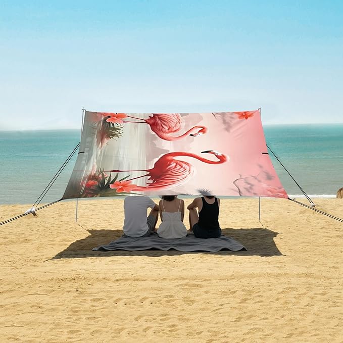 FlamingoCamping Sun Shelters 9.2 x 10.5 FT Beach Canopy Tent Sun Shade with Carrying Bag for Camping Trips Fishing Backyard Fun or Picnics 21340683
