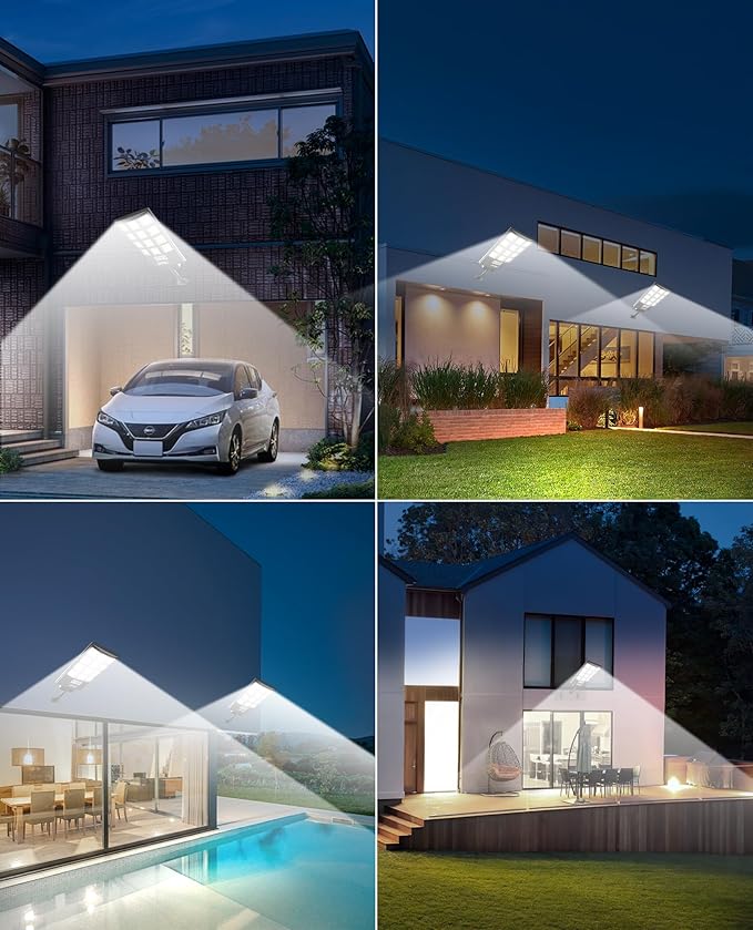 JAYNLT Solar Lights for Outside 5 Lighting Modes Solar Flood Security Light with Motion Sensor &amp Dusk to Dawn&ampRemote 6500K Street Lamps for Yard GardenShop - 1PACK
