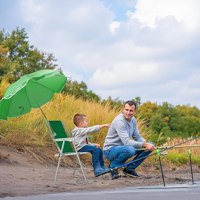 Beach Chair with Umbrella Outdoor Folding Camping Chairs for Adults Lightweight Portable Camp Chairs for Travel Picnic Concert Poolside Park Fishing Backyard Outdoor ActivitiesGreen
