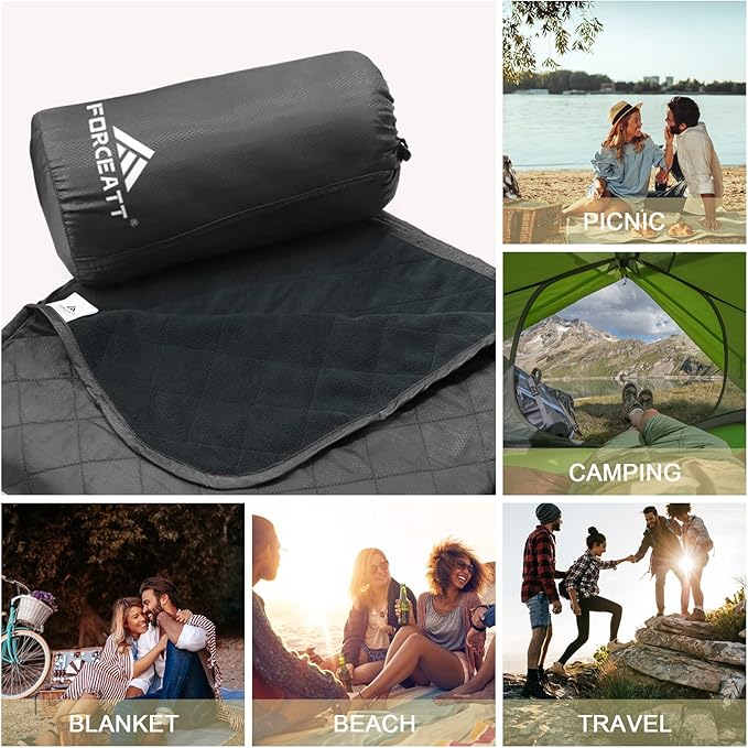 Forceatt Camping Blanket 79 X 57 Large Outdoor Blanket Sandproof Waterproof for Outdoor Festivals Beaches Picnics StadiumCamping Parks Hiking Travel Family Suitable for 4 Seasons.