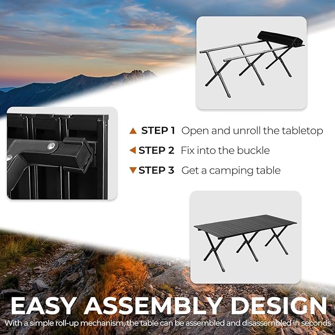 Outvita Beach Picnic Table Lightweight Roll Up Low Camping Table Portable Folding Table with Carrying Bag for Outdoor BBQ Sand Picnic Party Patio 46 Inches