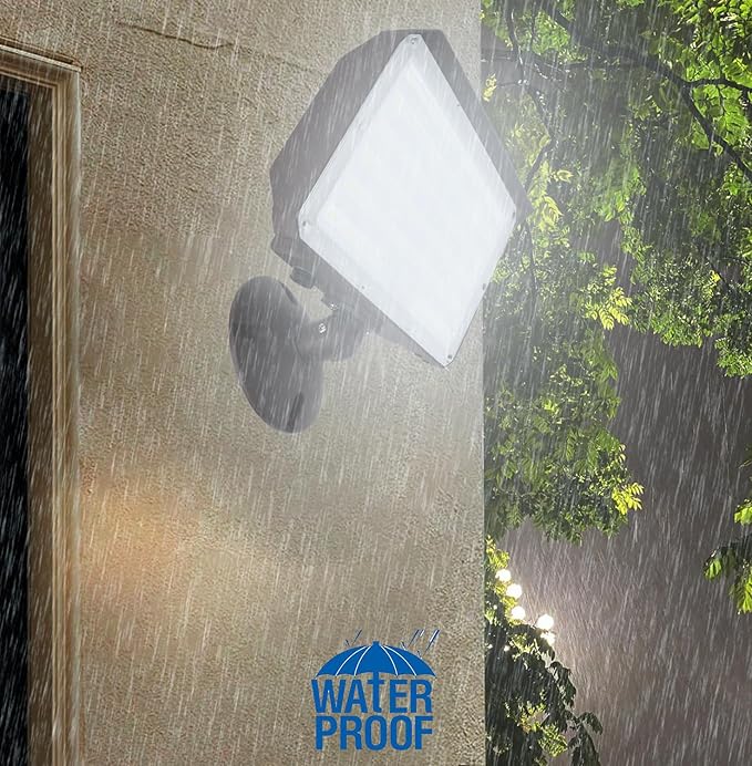 2Pack Dusk to Dawn Outdoor 60W LED Flood Light with Knuckle &amp Plate Mount 3000K/4000K/5000K Color Selectable ETL Commercial LED Security Lighting