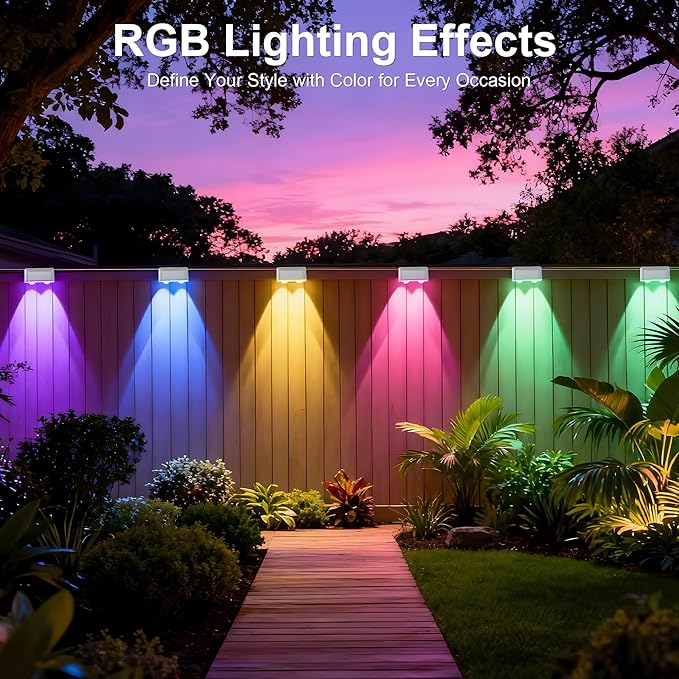 Outdoor Deck Lights 8 Lights Smart Fence Lights Compatible with Alexa &amp Google Home IP65 LED Patio Deck Lighting with Remote Fence Lighting Music Sync for Patio Yard Garden(52.4ft)