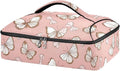 Casserole Carrier Elegance Pattern Pink ButterfliesInsulated Casserole Carrier for Hot or Cold Food Thermal Lunch Tote for Potluck Parties Picnic Beach Fits 9 x 13 Inches Baking Dish