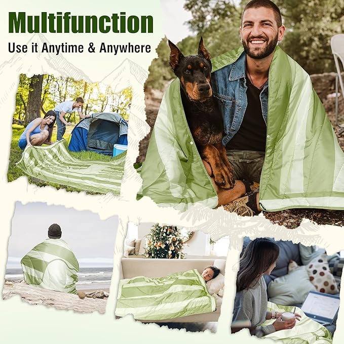 OUTSKIRT Packable Camping Blanket Outdoor Puffer Camping Blankets for Cold Weather Lightweight &amp Wearable Camping Quilt Ideal for Traveling Hiking Festival &amp Outdoor Adventures Deer