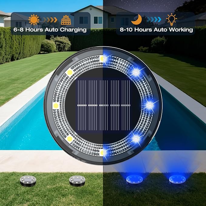 Mini Solar Ground Lights 12 Pack Solar Lights Outdoor Waterproof Upgraded LED Flat Landscape Lighting for Outside Pathway Garden Patio Yard DrivewayBlue