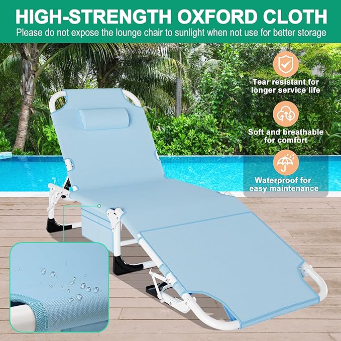 LILYPELLE Portable Folding Camping Cot Adjustable 5-Position Face Down Folding Chaise Lounge Chairs Outdoor Portable Bed Sleeping Cot for Camping Pool Beach Patio