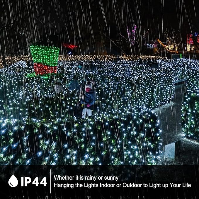 kemooie 500 LED Christmas String Lights 164FT 8 Lighting Mode with Memory Plug in Green Wire Waterproof Lights for Outdoor Indoor Birthday Christmas Wedding Party Garden Balcony Decorations (White)