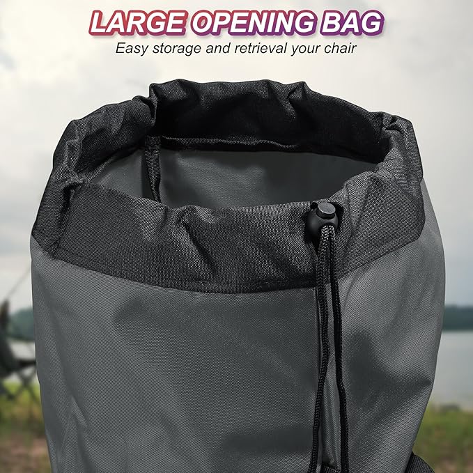 PATIKIL 47 Inch Camp Chair Replacement Bag Foldable Camping Chair Bag 900D Oxford Large Mouth Carry Bag with Adjustable Shoulder Strap &amp Side Pocket for Outdoor Camping Gray