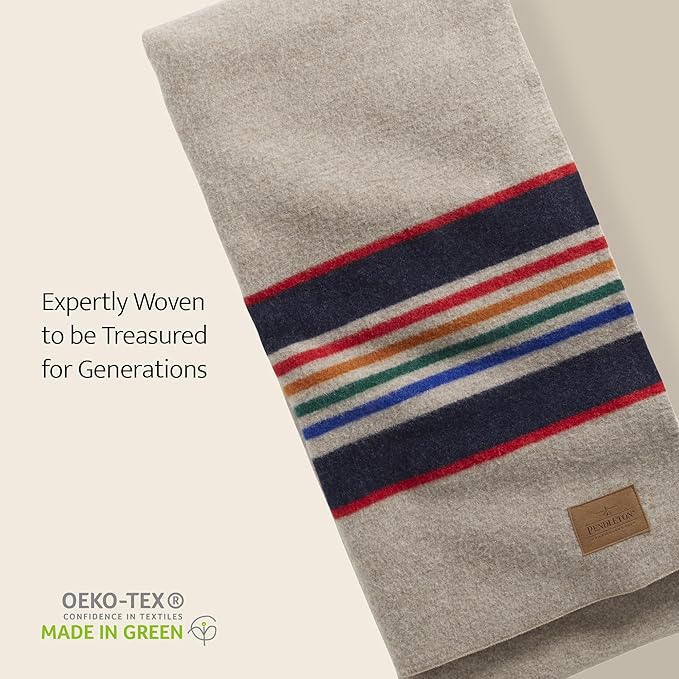 Pendleton National Park Blanket King 108 x 90 - 100% Wool Soft and Durable Throw for Home &amp Outdoor Adventures Iconic Park Stripes Collectible Keepsake - Glacier