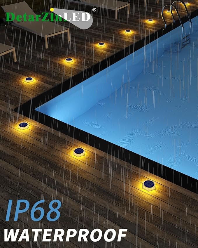Solar Step Lights for Outside Waterproof 4 Pack Warm White Outdoor Stair Light Solar Powered Stick on Lights for Deck Dock Driveway Walkway Pathway Porch Yard Ground
