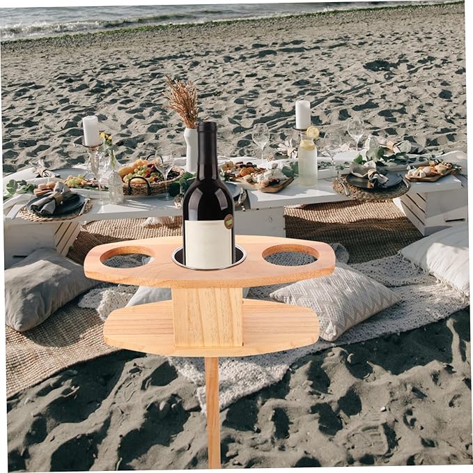 1pc Portable Folding Wine Table Lightweight Outdoor Wine Table for Beach Picnic and Backpack Suitcase