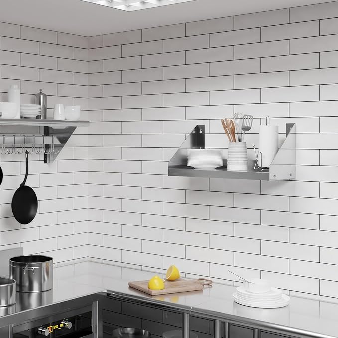 AmGood Stainless Steel Wall Shelf with Side Guards (24 Long x 12 Deep)