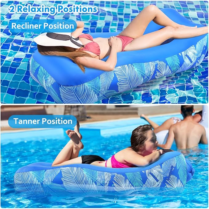 Inflatable Lounger Air Sofa with Unique Sun-Shade Design Inflatable Beach Bed with Pillow Waterproof Inflatable Couch Camping Chair Hammock for Hiking Backyard Travel Beach Park Picnics