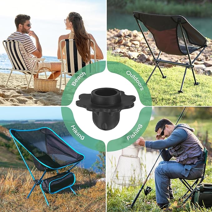 12-Pack Camping Chair Foot 0.71/ 18mm Tubing Dia Detachable Camping Chair Leg Covers Anti-Slip Stool Feet Replacement for Hiking/Fishing/Camping Black