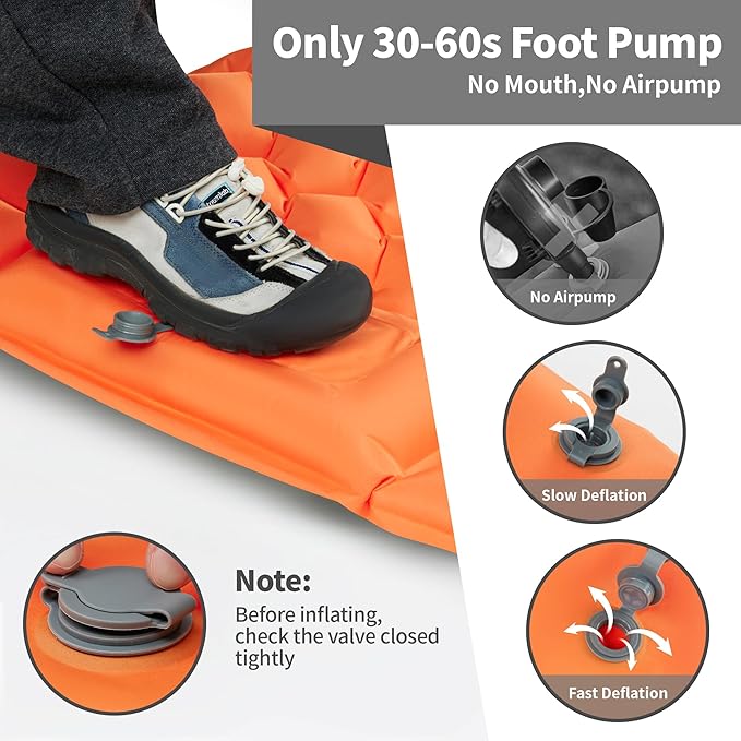 Sleeping Pad for Camping - 4” Thick Inflatable Camping Mat with Built-in Pump &amp Pillow Ultralight Self Inflating Camping pad Backpacking Sleeping Mat for Hiking Tent Traveling