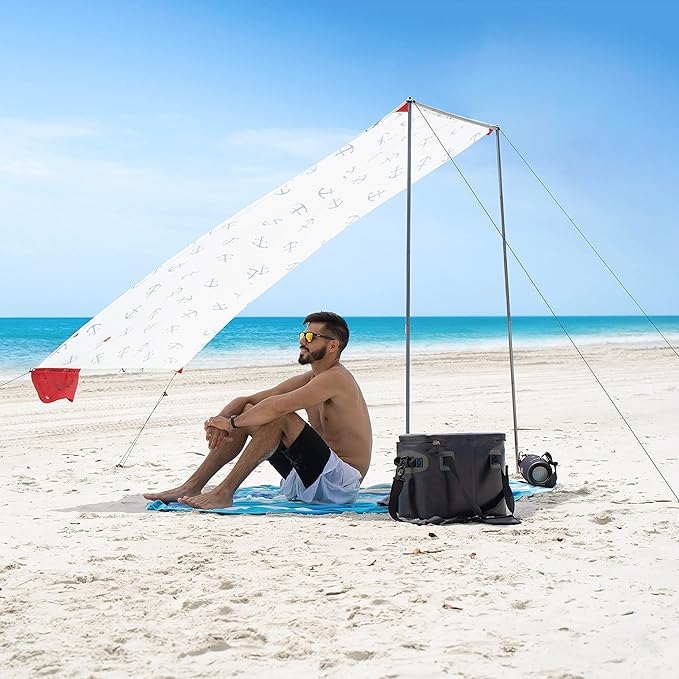 Red Suricata Teepee Beach Tent &amp Beach Canopy for 1-2 Persons UPF50 Sun Beach Shade Sunshade with 2 Aluminum Poles &amp Crossbar 4 Robust Ground Anchor Screws - Compact &amp Lightweight (Tulu