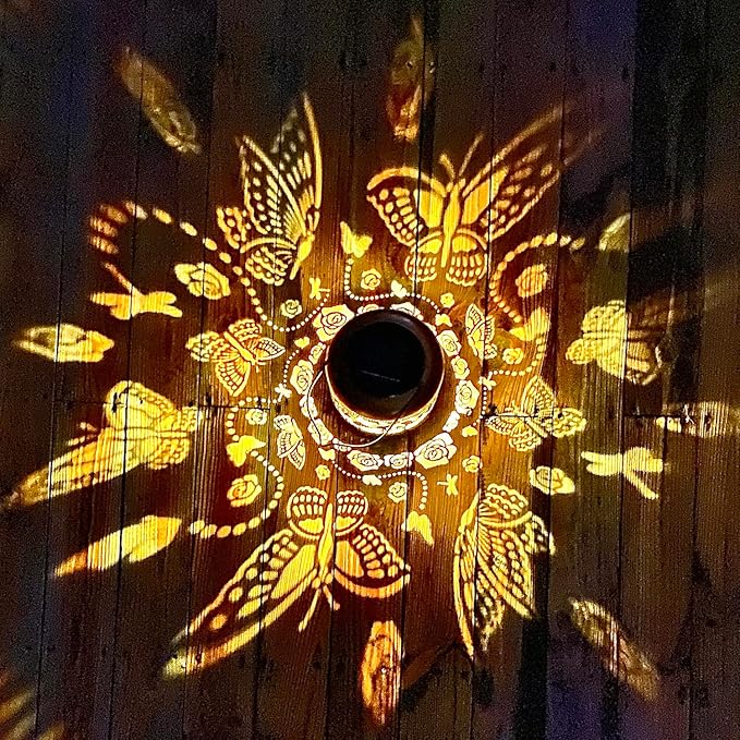 Butterfly Solar Lanterns Outdoor Waterproof Hanging Solar Lights Butterfly Gifts for Women Men Metal Decorative LED Butterflies Lanterns for Yard Patio Lawn Tabletop Landscape Pathway Garden Decor