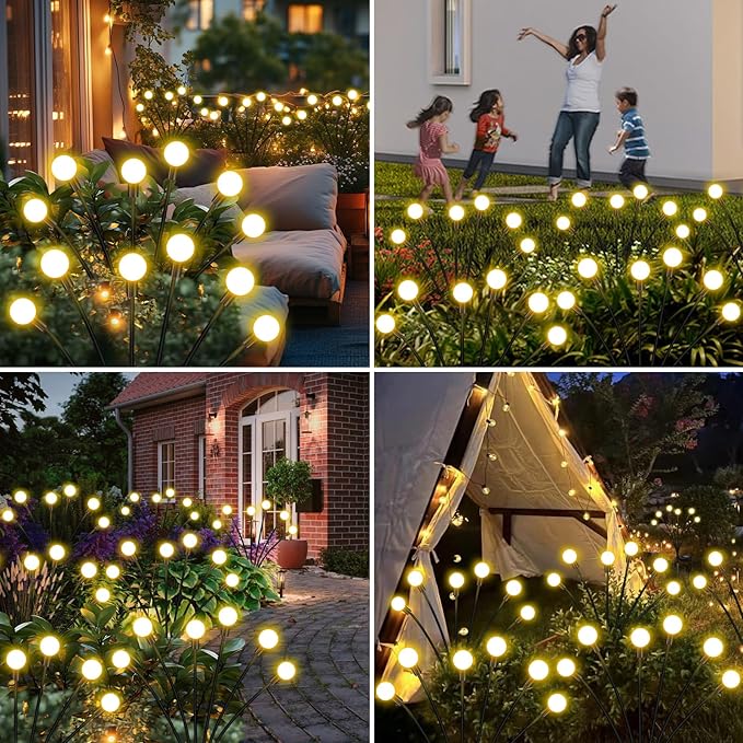 Solar Garden Lights Outdoor 10 Pack 60 LED Solar Firefly Lights Swaying Waterproof Garden Decor for Yard Patio Pathway Lawn Gardening Gifts