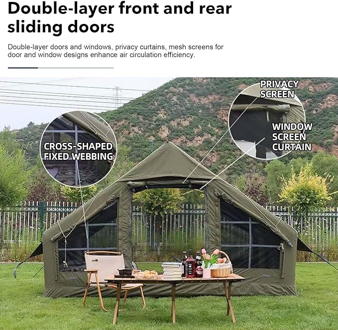 Inflatable Tents for Camping Large Inflatable Camping Tent with Hand Pump Easy Setup Tents for 2/4/6/8/10/12 People Portable Glamping Tent