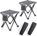 Triple Tree 2 Pack Folding Camping Stool 13.8 Inch Small Portable Lightweight Stool with Side Pocket Foot Stool with Carry Bag for Hiking Fishing and Beach Hold up to 400lbs Grey
