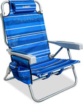 Beach Chairs for Adults Portable Folding Backpack Beach Chair Heavy Duty 5-Position Lay Flat with Cooler Bag Cup Holder for Outdoor/Lawn/Trip/Picnic/Fishing/Camping