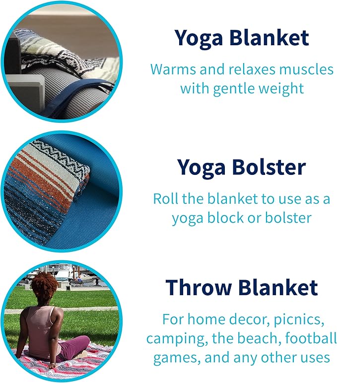 La Montana Mexican Blankets and Throws 4 Pack 74x50 - Made in Mexico Lightweight Yoga Blanket for Schools Studios Outdoors Camping Picnic Decor (Dark Brown/Tan/Charcoal)