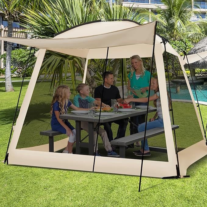 KOTEK 10 x 10 Ft Screen Tent Easy Setup Screened in Canopy with 4 Mesh Walls 2 Vestibules 2 Zippered Doors &amp Carry Bag Portable Screen House for Backyard Patios Outdoor Camping Activities