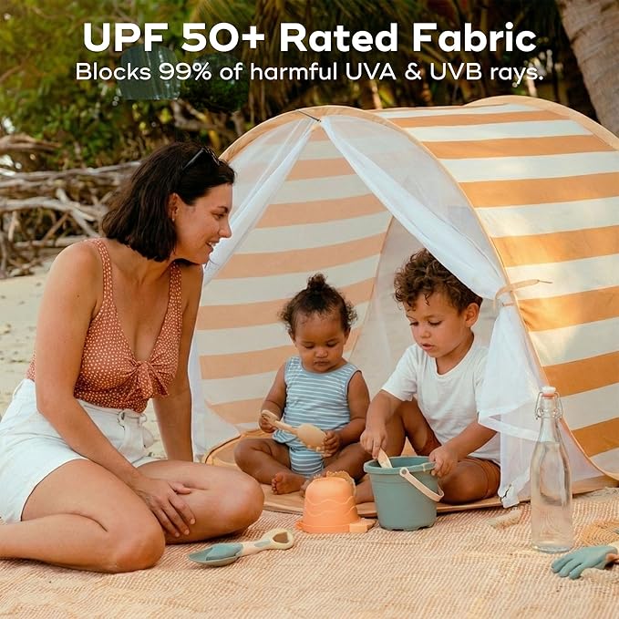 Babymoov Anti-UV Baby &amp Toddler Beach Tent UPF 50+ Sun Protection with Pop Up System for Easy Use &amp Transport Sunset