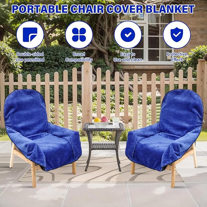 Reversible Cozy Seat Blanket Office Chair Blanket Polyester and Waterproof Oxford Fabric for Patio Camping Universal Fit for 90% Armchair Includes Drawstring(Blue)