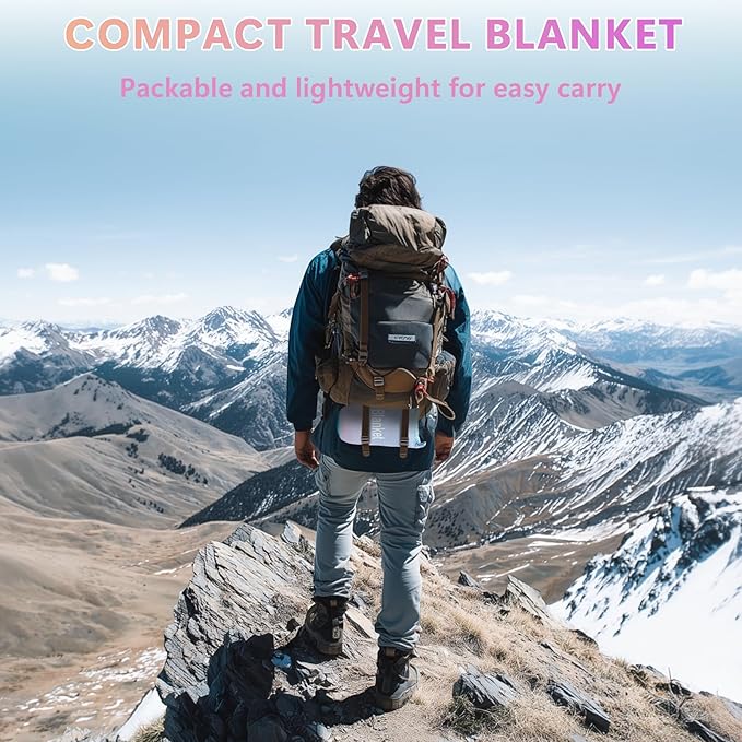 Camping BlanketWaterproof Lightweight Puffy Camping Outdoor Blankets Packable Picnic Blanket Top Quilt for Sleeping Travel Stadium Hiking Cold Weather 55x78.8
