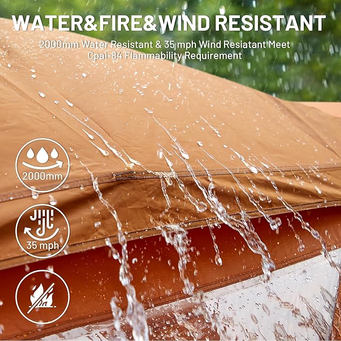 TIMBER RIDGE Instant Pop Up Hub Tent 4 Person Portable Weather Resistant Camping Tent 60 Second Set-Up Easy Up Tents with Rain Fly and Carry Bag Orange