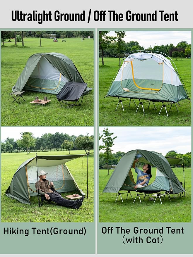 iClimb Ultralight 4 Season Solo Tent Waterproof with Snow Skirt Rainfly Ground/Off The Ground Tent for Backpacking Camping Hiking Trekking Mountaineering
