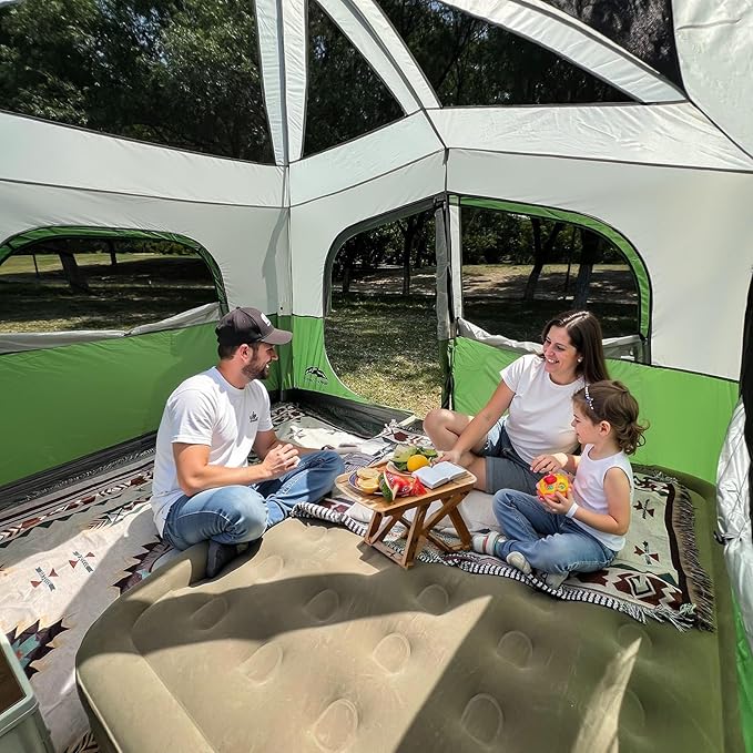 Happy Travel Tent 6 Person Tents for Camping Waterproof Easy Setup Camping Tent with Rainfly Portable Large Family Cabin Tent with 5 Large Mesh Windows and Carry Bag for Outdoor Camping &amp Hiking
