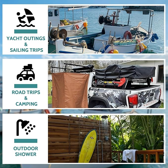 Privacy Curtain Tent for Boats 420D Hanging Changing Room &amp Shower Awning for Pontoon Waterproof Portable Shower Awning Under Bimini Top with Built in Mesh Bag 30 L x 27 W x 72 H