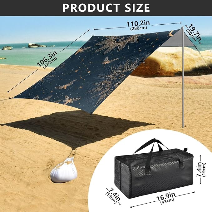 Beach Tent Sun Shelter Sun Moon Dragonfly Lightweight &amp Easy Setup Beach Shade Canopy for Camping Fishing