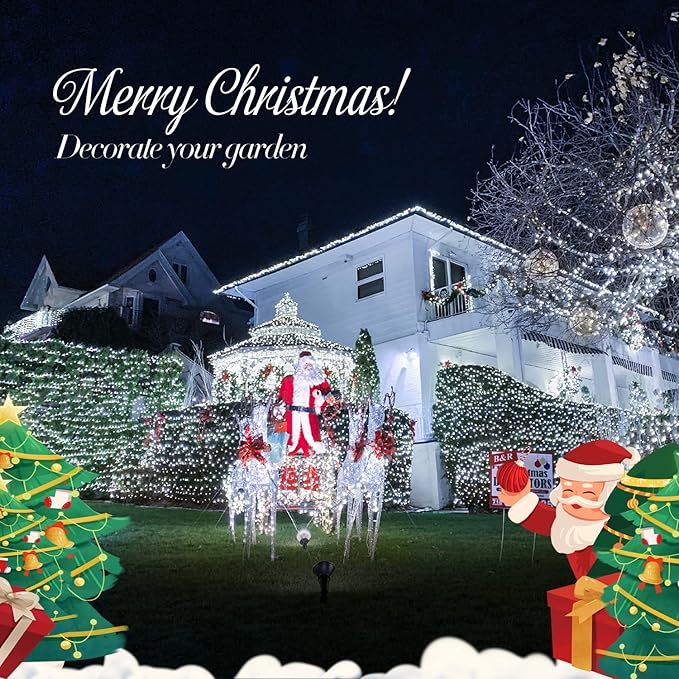 JMEXSUSS 200 LED Cool White Net Lights for Bushes 9.8 ft x 6.6 ft Christmas Net Lights Outdoor Mesh Light Connectable with Remote Plug in for Christmas Tree Garden Bush Decor
