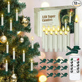 Pack of 12 Flameless Taper Clip on Candles with 12 Clips Remote and Timer Function LED Flickering Battery Operated Fake Short Ivory 0.6 x3.7 Plastic Warm Light for Festival Tree Decor