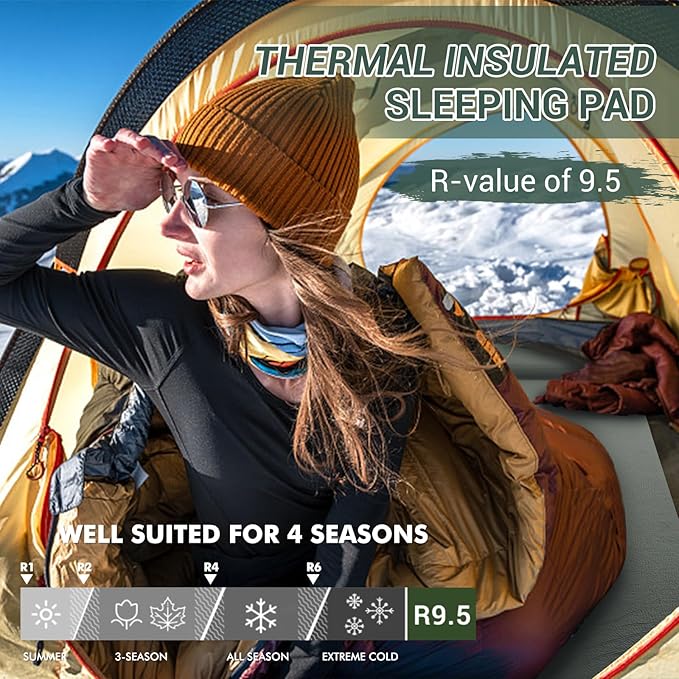 Elegear Self Inflating Sleeping Pad 3.15 Ultra-Thick Memory Foam Camping Pad with Pillow Fast Inflating in 20s Insulated Camping Mattress Pad 4-Season Camp Sleeping Mat for Camp/Travel/Car/Tent