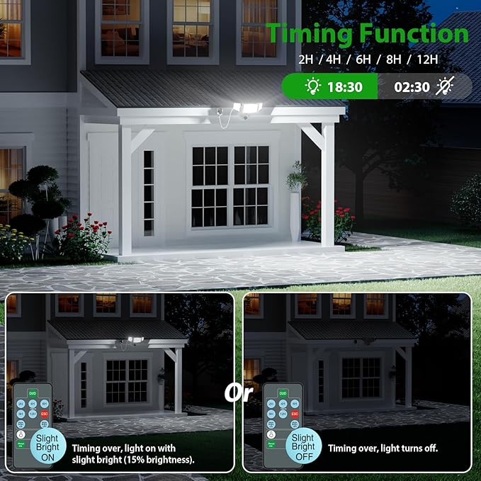 iMaihom 60W Dusk to Dawn Outdoor Lighting 6000LM Plug in Flood Light Outdoor 3 Heads Adjustable Security Lights with Remote Control Photocell SensorIP65 Waterproof LED Fixture for Yard Garage