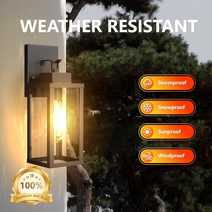 Outdoor Wall Light Fixtures Anti-Rust Porch Lights Outdoor Waterproof Exterior Lighting Fixtures Wall Lantern for Patio Front Door Garage