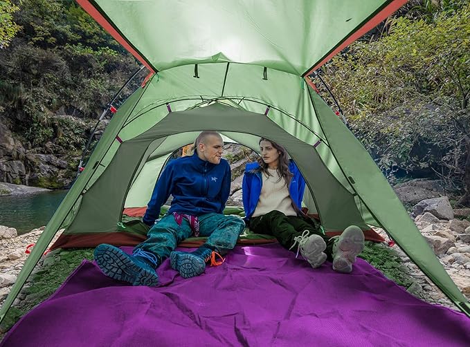 KAZOO 2／4 Person Camping Tent Outdoor Waterproof Family Large Tents 2/4 People Easy Setup Tent with Porch Double Layer | Outdoor Waterproof Family Large Tents Easy Setup