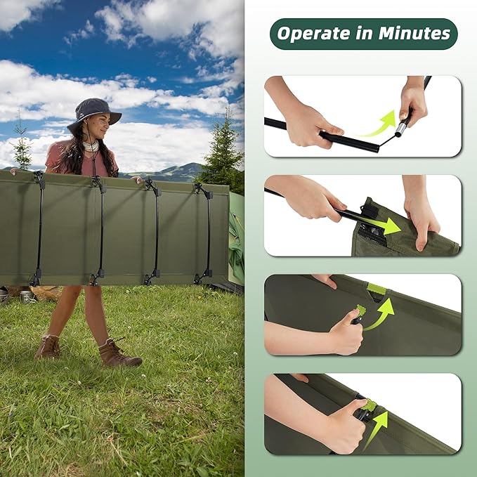 Elevon Camping Cot 28 Extra Wide Sleeping Cot Portable Folding Tent Camping Bed Compact for Outdoor Travel Base Camp Hiking Mountaineering Lightweight Backpacking 400lb Capacity