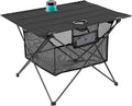Lightweight Camping Table - Portable Folding Beach Side Table w/2 Cup Holders &amp Large Storage Basket Compact Fold for Tailgate Travel Outdoor Fishing Picnic | 29.2 W x 21.7 D (Black)
