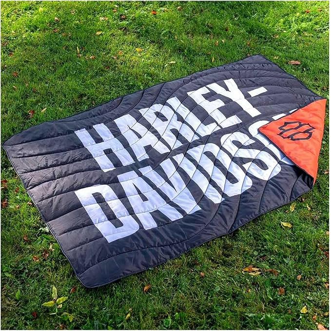 Harley-Davidson Open Bar &amp Shield Logo Outdoor Blanket w/Bag Water Resistant
