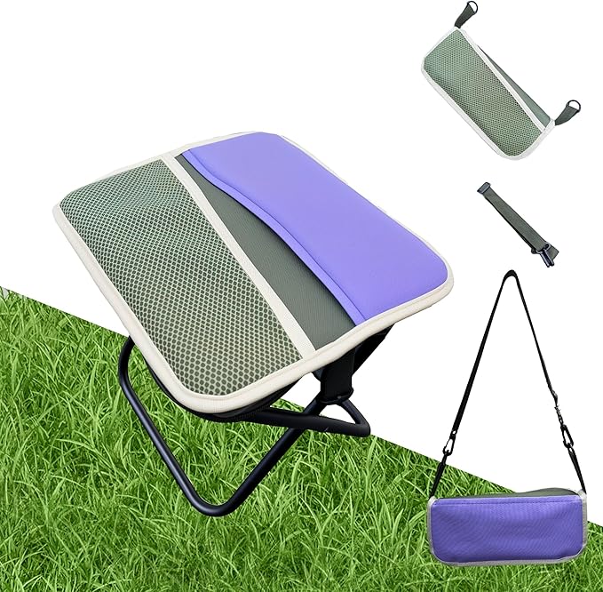 Portable Stool with Shoulder Strap-Pocket Chair for MountaineeringPicnicHiking and FishingHandbag Style Bi-Color Foldable Stool