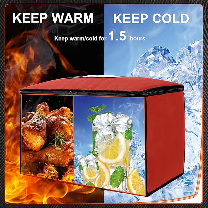 Himal Outdoors Insulated Food Delivery Bag XXXL-23Wx15Hx14D inches Premium Insulated Grocery Bag for HOT/COLD Food Delivery Fit for Uber Eats Doordash Commercial Catering Transportation (Red)