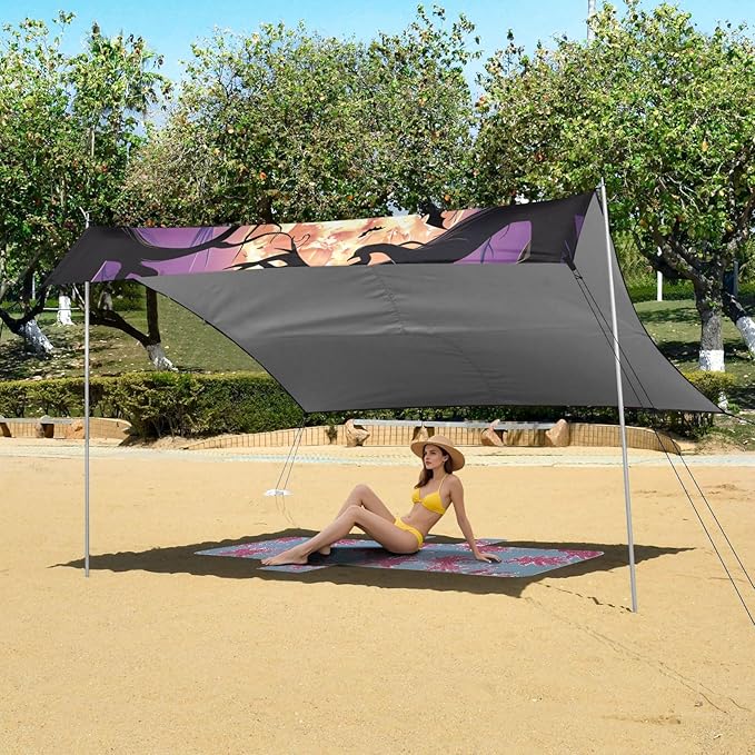 Beach Tent Sun Shelter Halloween Weird Tree Stump Lightweight &amp Easy Setup Beach Shade Canopy for Camping Fishing