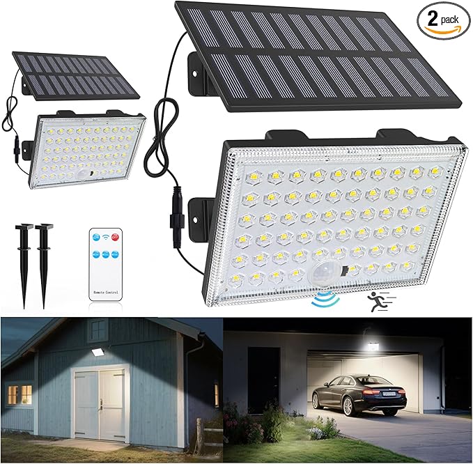LumiZen Solar Lights Outdoor with Motion Sensor 3 Modes Split Flood Lights Waterproof Dusk to Dawn Solar Powered Security Spot Lights for Garden Barn Porch2 Pack