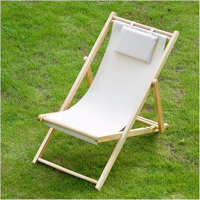 Adjustable Folding Patio Camping Chair - Breathable Canvas Sling Bamboo Lounge Chair for Beach Deck &amp Porch - 4 Positions Red &amp White Options